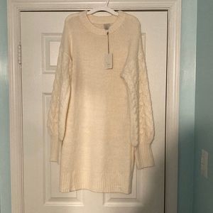 NWT a new day cream oversized cable knit sweater dress